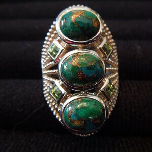 Himalayan Gems Sterling Silver Shield Ring Size 9
